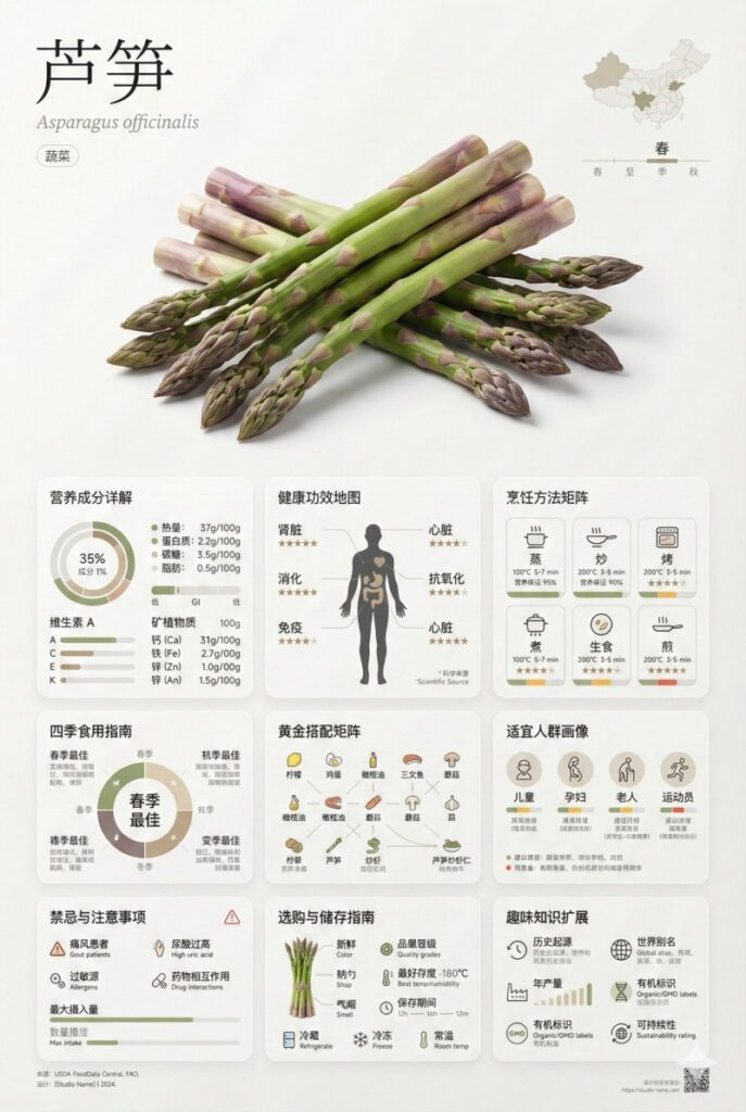 食材百科信息卡片提示词，极简艺术风格的博物馆级设计模板，任何食材都能直接套用