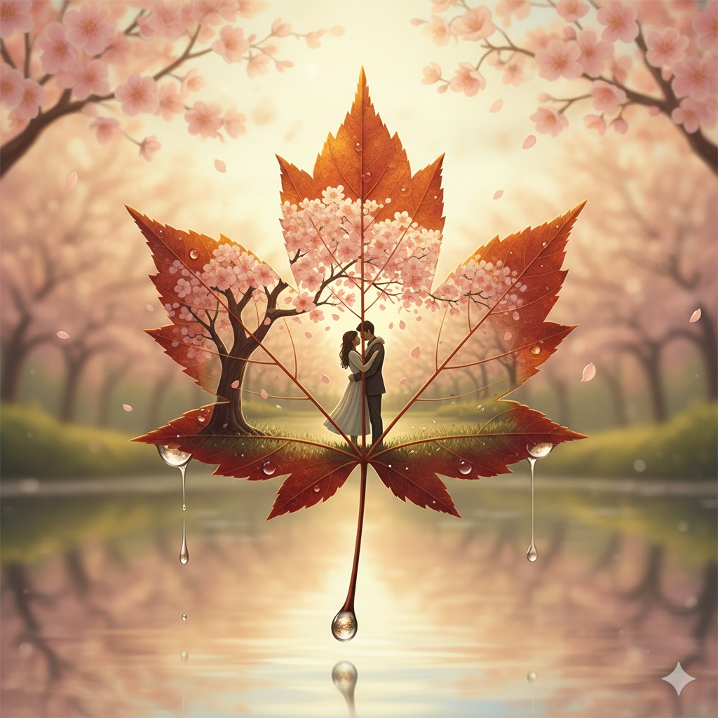 Laser-Cut Maple Leaf Micro-Scene Prompt – Poetic Hyperrealism