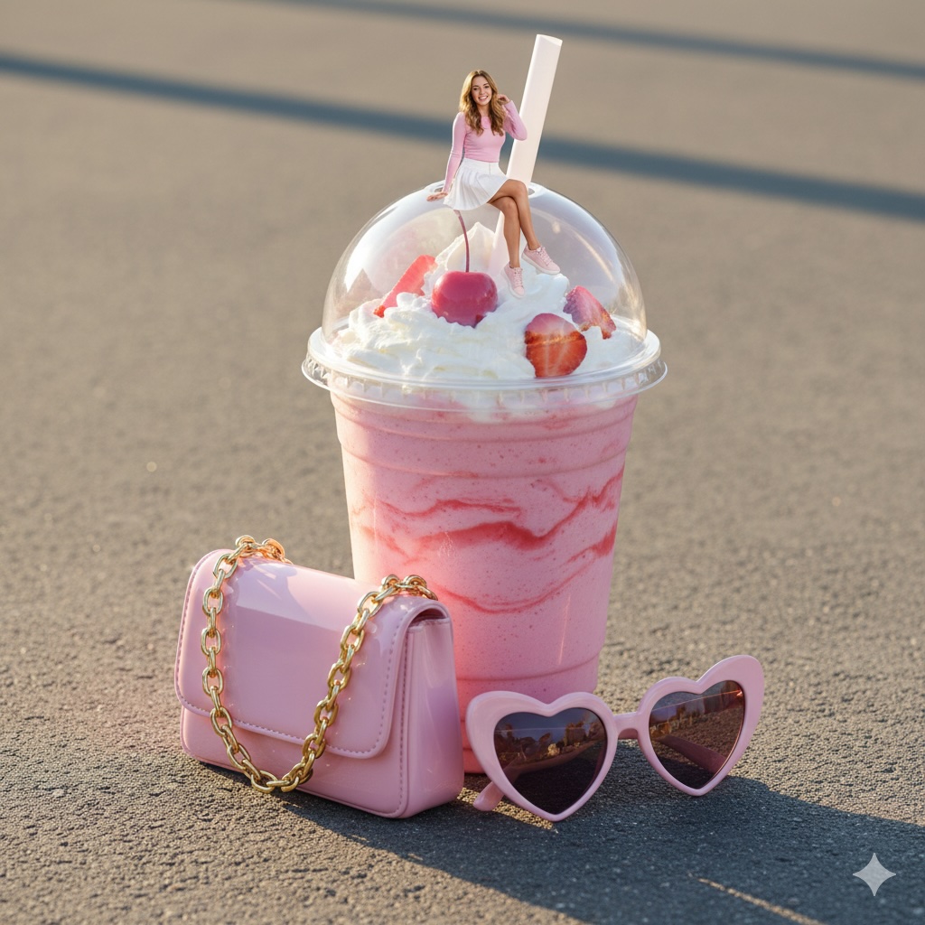 The “Milkshake Girl” prompt: Playing with giant scale