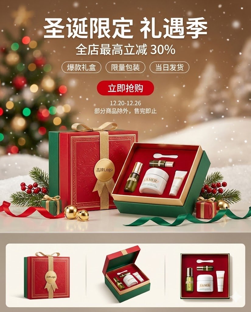 别为圣诞海报发愁了！我用Nano Banana Pro和这套提示词Christmas Poster Prompt，10分钟全搞定了