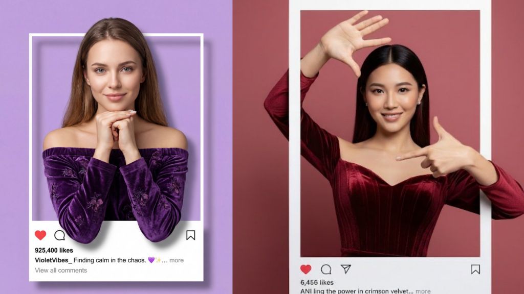 Instagram Pop-Out Frame Fashion Portrait Template Prompt