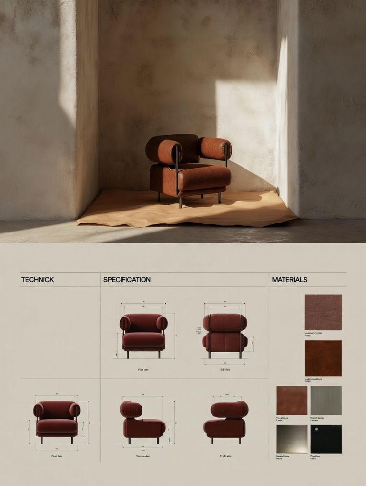 Product Catalog Layout with Lifestyle Hero and Technical Specs Prompt