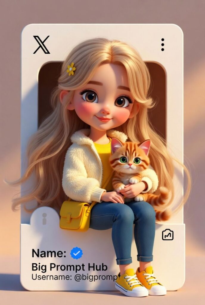Cute Pixar-Style Character Emerging from X Profile Card Prompt