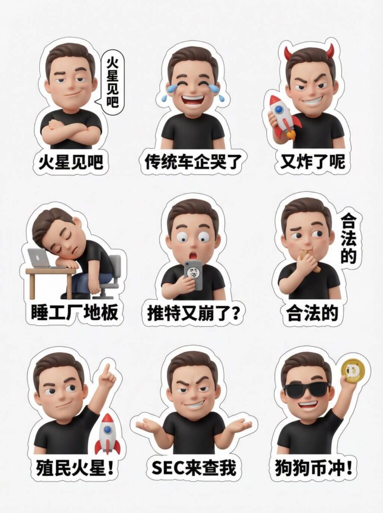 职场打工牛马专属表情贴纸 Prompt：用 AI 快速生成 3D 盲盒风表情包