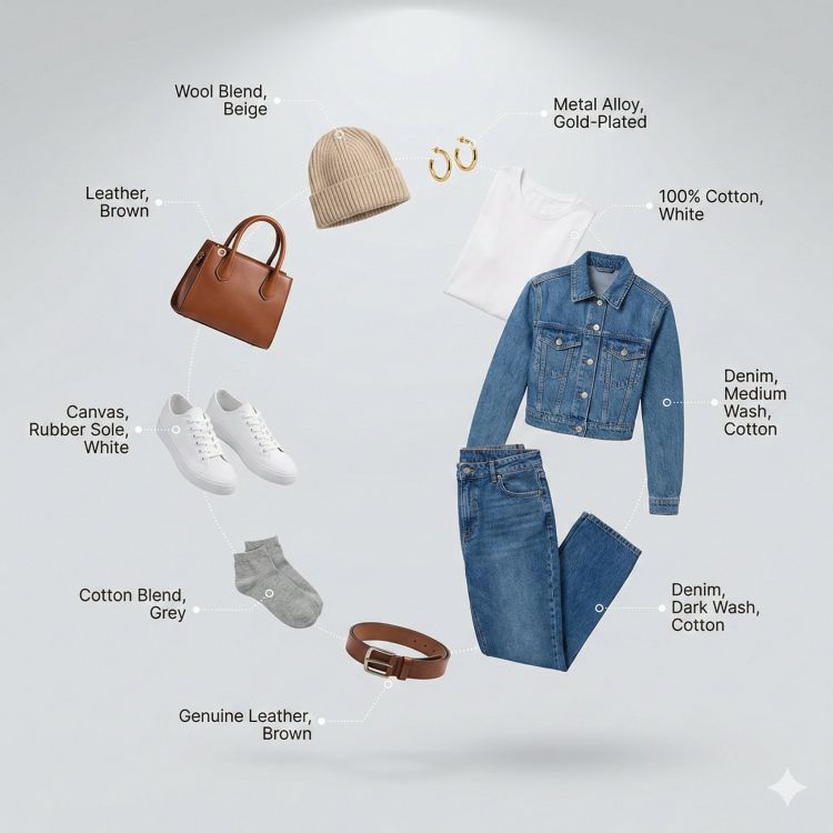 Exploded View Casual Outfit Fashion Infographic Prompt