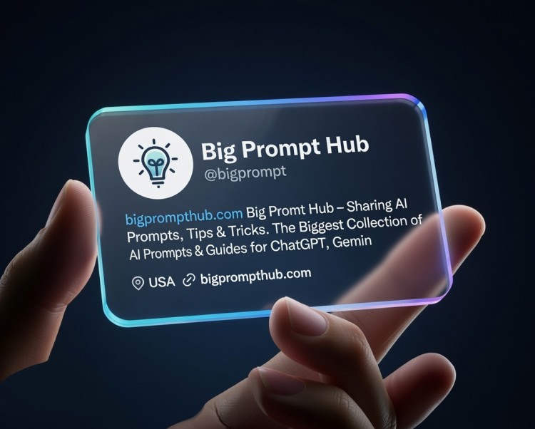 Futuristic Transparent X(formerly Twitter) Profile Card 3D Render Prompt