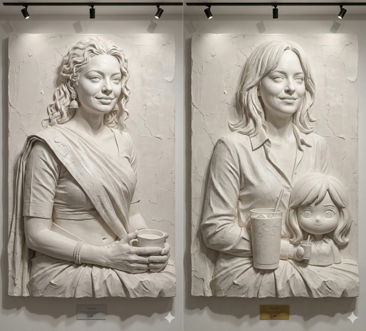 Plaster Relief Sculpture Image Prompt for Gallery-Style Artwork