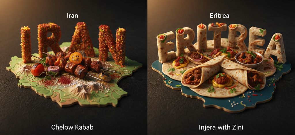 Food Country Diorama Prompt Using National Dishes by Continent