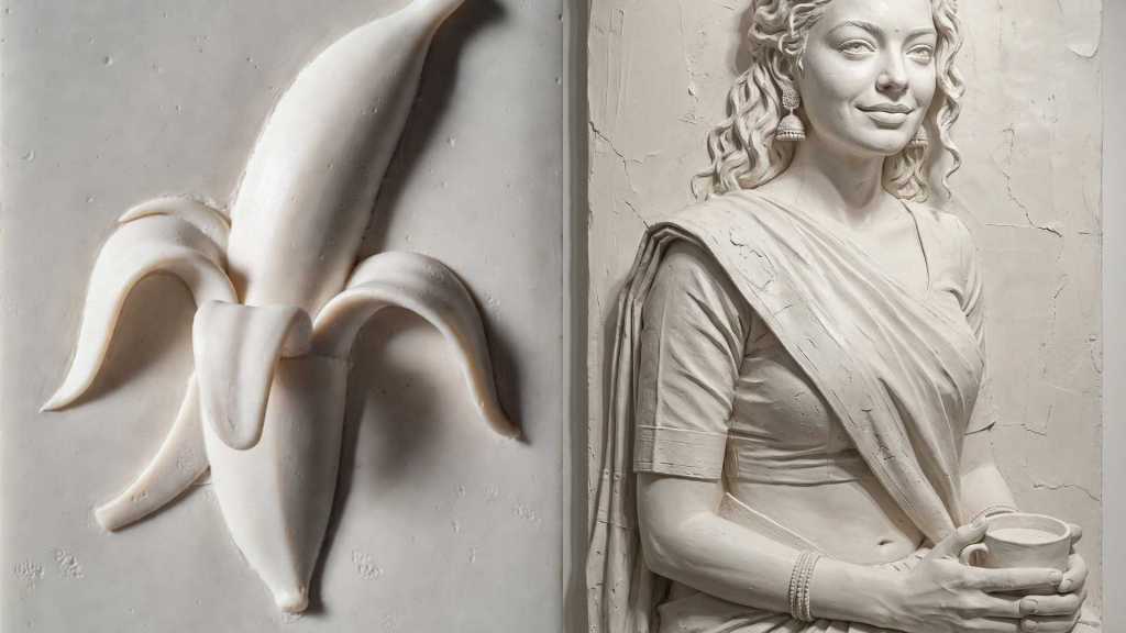 Plaster Relief Sculpture Image Prompt for Gallery-Style Artwork