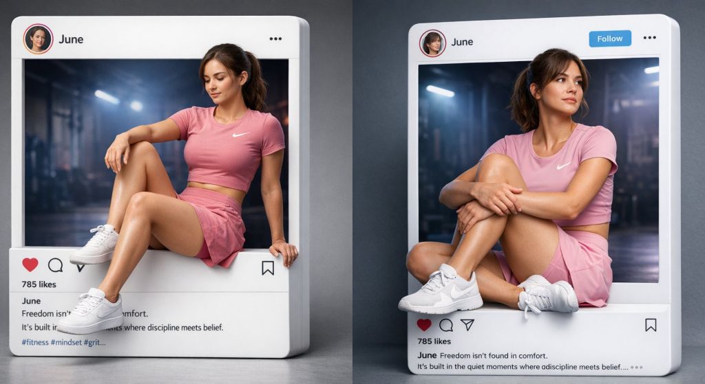 Instagram 3D Post Prompt with Realistic UI and Studio Photography