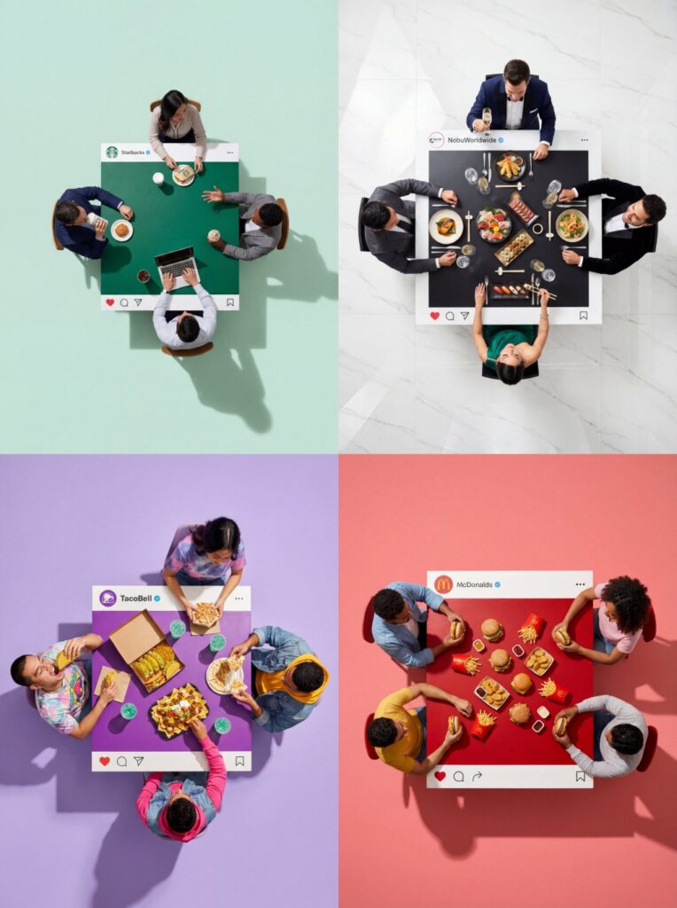 Instagram Style Photo Prompt: An Instagram-Style Dining Table from a Top-Down Perspective