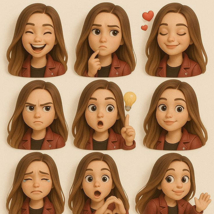 Pixar-Style 3D Cartoon Emoji Expression Grid Prompt