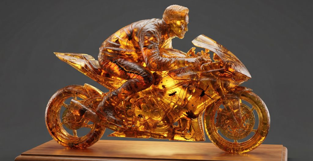 Fossilized Amber Sculpture Prompt for 3D Visualization