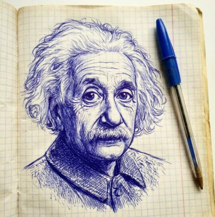 Ballpoint Pen Sketch Prompt on Checkered Notebook Paper