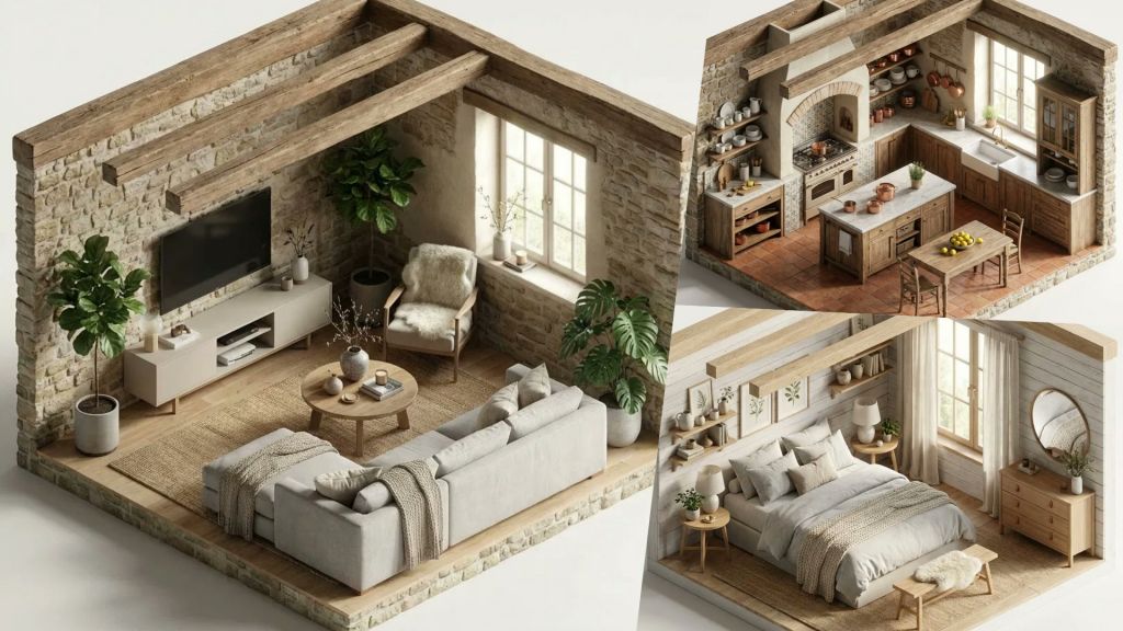 Isometric Interior Diorama Prompt for Airbnb-Style Spaces