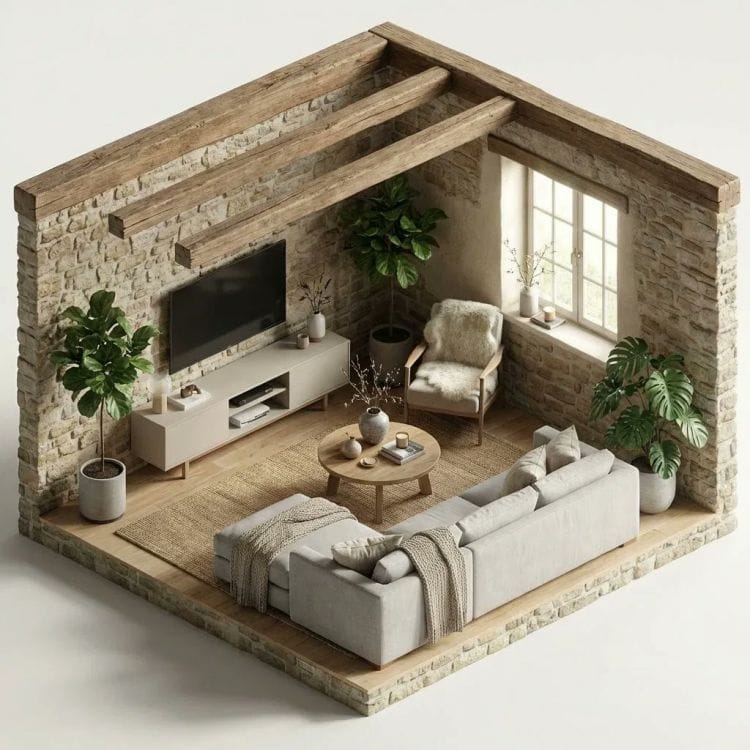 Isometric Interior Diorama Prompt for Airbnb-Style Spaces