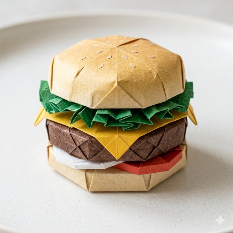 Minimalist Origami Food Art: Geometric Paper Photography