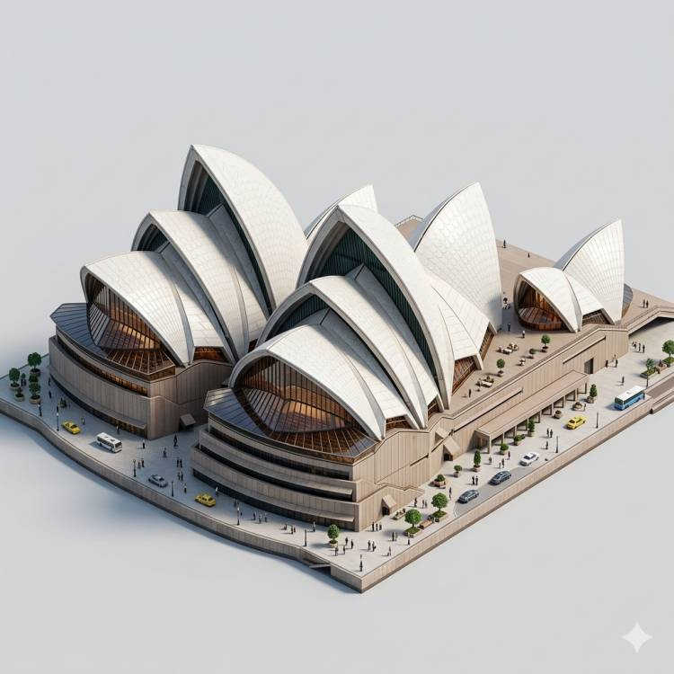 Isometric 3D Landmark Prompt: Architectural Visualization Render