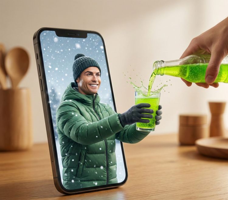 Surreal Smartphone Portal Prompt – Hyper-Realistic Drink Pour Across Worlds