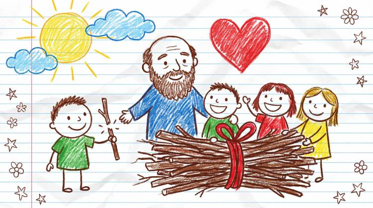 Kid-Style Crayon Drawing Prompt: Hand-Drawn Notebook Paper Artwork