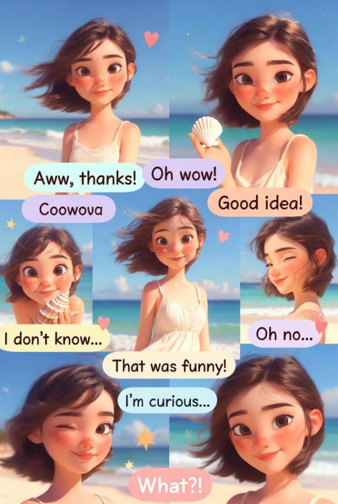 3D Pixar-Style Cute Sticker Collage Prompt for Female Characters