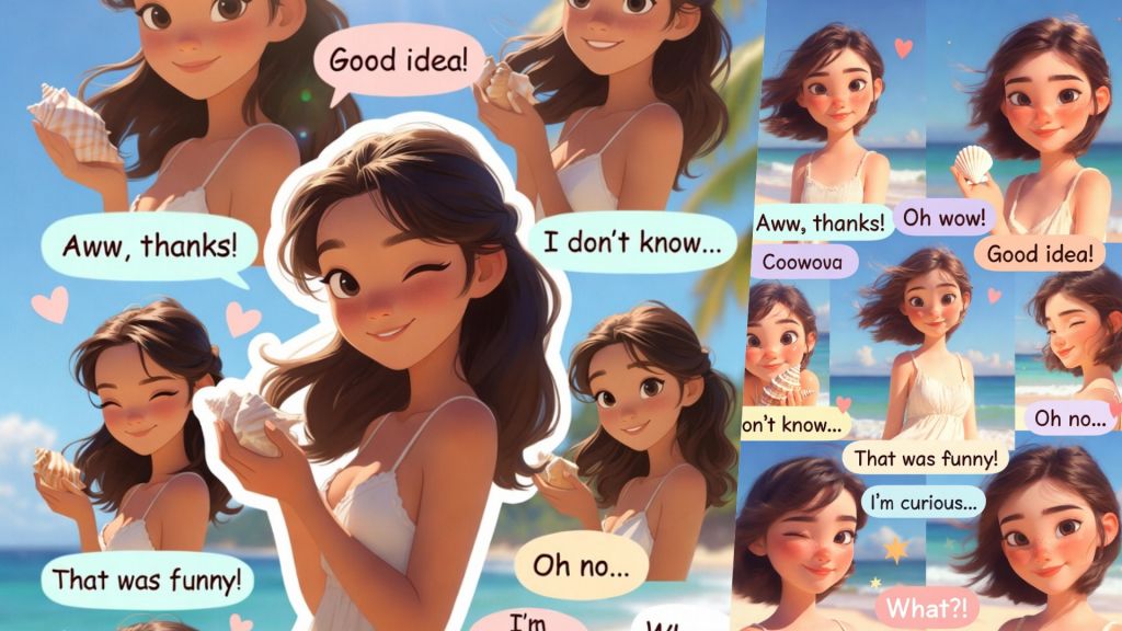 3D Pixar-Style Cute Sticker Collage Prompt for Female Characters