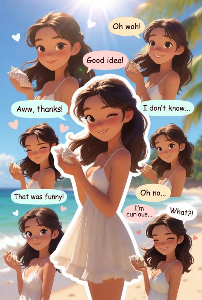 3D Pixar-Style Cute Sticker Collage Prompt for Female Characters