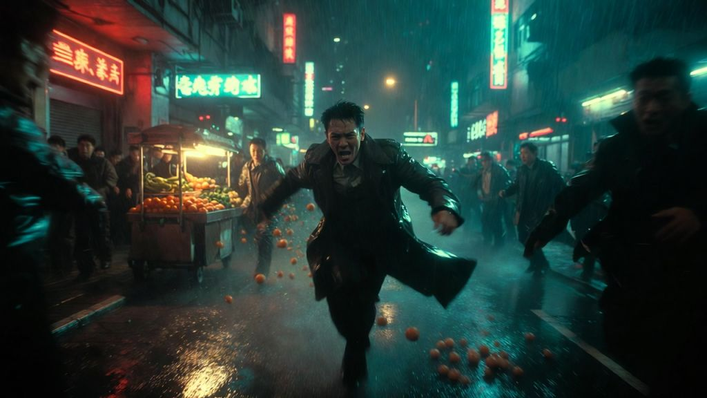 Seedance 2.0 Chase Scene Prompt – Nighttime Rain Pursuit