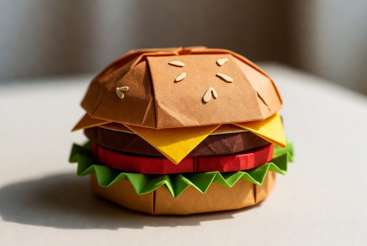 Minimalist Origami Food Art: Geometric Paper Photography