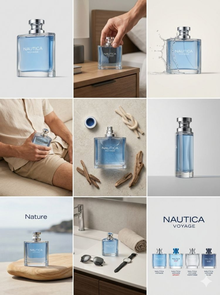 A professional 3x3 editorial product grid prompt example showing nine consistent frames of high-end product photography.