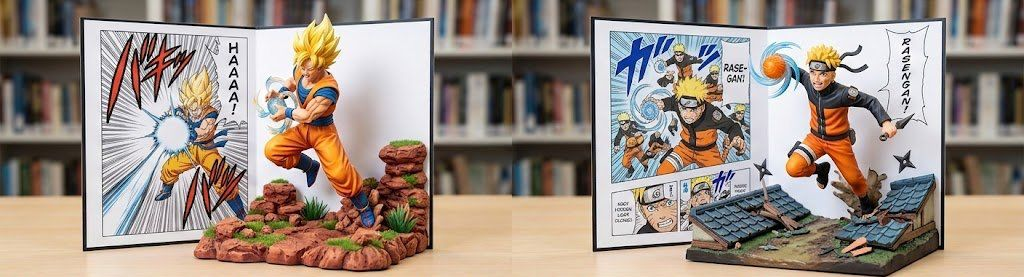 Manga Pop-Up Book Prompt: 3D Character Visuals